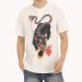 T-shirt for men with button closure short sleeves and vintage Chinese tiger print