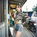 Crop top with Zebra stripes and long sleeves