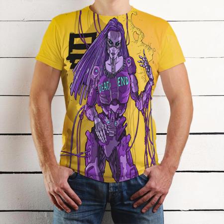T-shirt for men with cyber punk female cyborg print