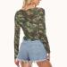 Camo crop top with long sleeves, mesh fabric, backside