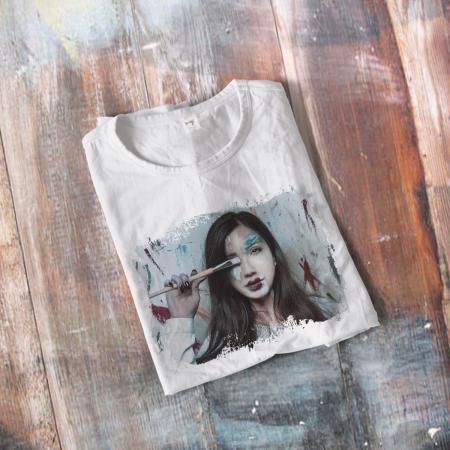 T-shirt for women with girl doing make-up
