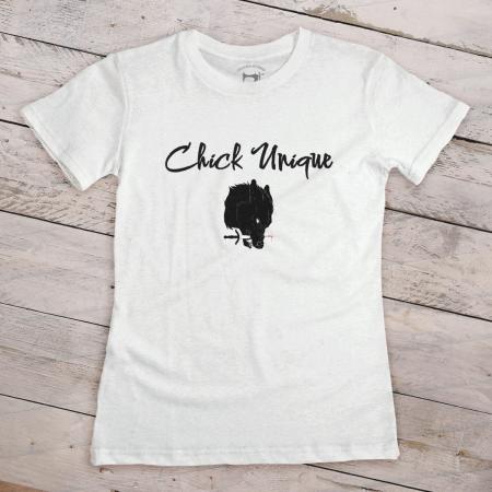 T-shirt for women white cotton and Chick Unique and black wolf print