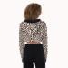 Cropped long sleeve leopard hoodie with draw strings, back side view