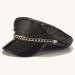 Sexy Newsboy Cap Leather With Chain Black