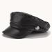 Sexy Newsboy Cap Leather With Black Chain Black