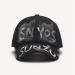 Caps graffiti curved brim denim base ball cap color black