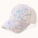 Mesh Sequins Bling Baseball Cap White