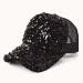 Mesh Sequins Bling Baseball Cap Black