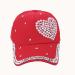 caps-baseball-cap-rhinestone-snapback-denim-bling-cap-red-front-view