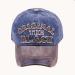 Washed cotton classic baseball sports cap blue color, front side