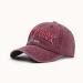 Washed cotton baseball cap with New York embroidery and red color