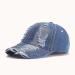 Vintage Washed Distressed Denim Baseball Cap Light Blue