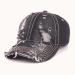 Vintage Washed Distressed Denim Baseball Cap Black