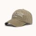 Washed cotton baseball cap with New York embroidery and khaki color