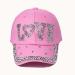 Denim baseball bling cap, pink color