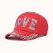 Denim baseball bling cap red color