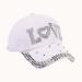 Denim baseball studded bling cap white color