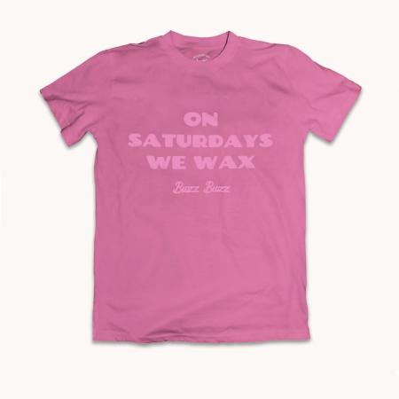 t-shirt women pink cotton on saturdays we wax buzz buzz print