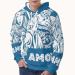 Printed classic hoodie men graffiti Amor