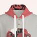 Printed button up Hoodie Men, Red Hood