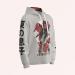 Printed button-up hoodie Men Grey Hood, Side View
