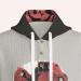 Printed Button-up Hoodie Men, Black Hood