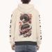 Printed Hoodie Men Zip-up Drawstrings Japanese Godzilla print, Backside