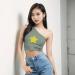 Top Women One Shoulder Cropped Tank Top Relax