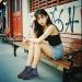 High Top Canvas Sneakers Black Sole Y2k Star Gazer, with model