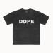 T shirts men retro acid wash loose fit distressed tee black